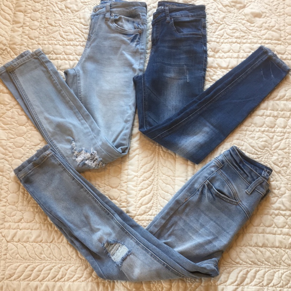 3 Pair Skinny Jeans Bundle size 1/25 Distressed Hippie Laundry NOBO